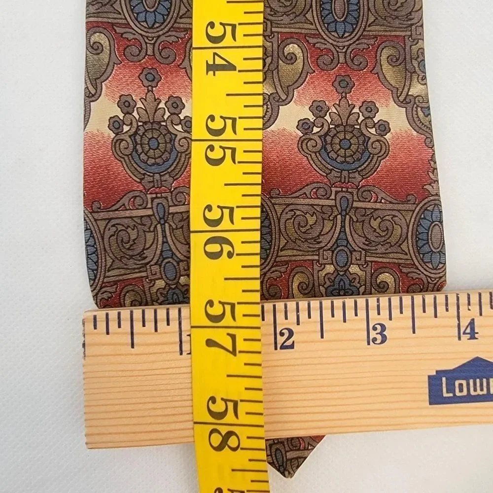 Vtg Oscar de la Renta Silk Tie Old World‎ Necktie Geometric Designer Silky USA